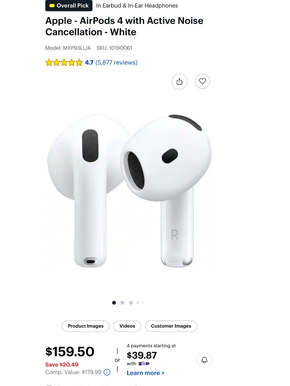 Apple AirPods 4 Wireless Earbuds - White